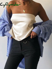 Cyflymder - Satin Tied Open Back Tube Scarf Top Tank Tops & Camis