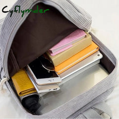 Cyflymder School Backpack Bags For Teenage Girls Women Bagpack Female Corduroy Bookbag Harajuku Bag