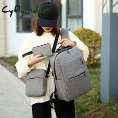 Cyflymder School Backpack Set Business Casual Bags Computer Backpacks Back To College Gifts Grey