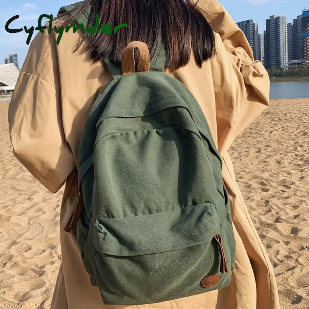 Cyflymder School Bag Girl Fabric New Fashion College Student Vintage Women Backpack Canvas Female