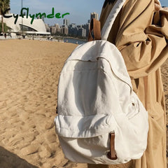 Cyflymder School Bag Girl Fabric New Fashion College Student Vintage Women Backpack Canvas Female