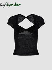 Cyflymder - Semi-Sheer Mesh Open Back T-Shirt T-Shirts