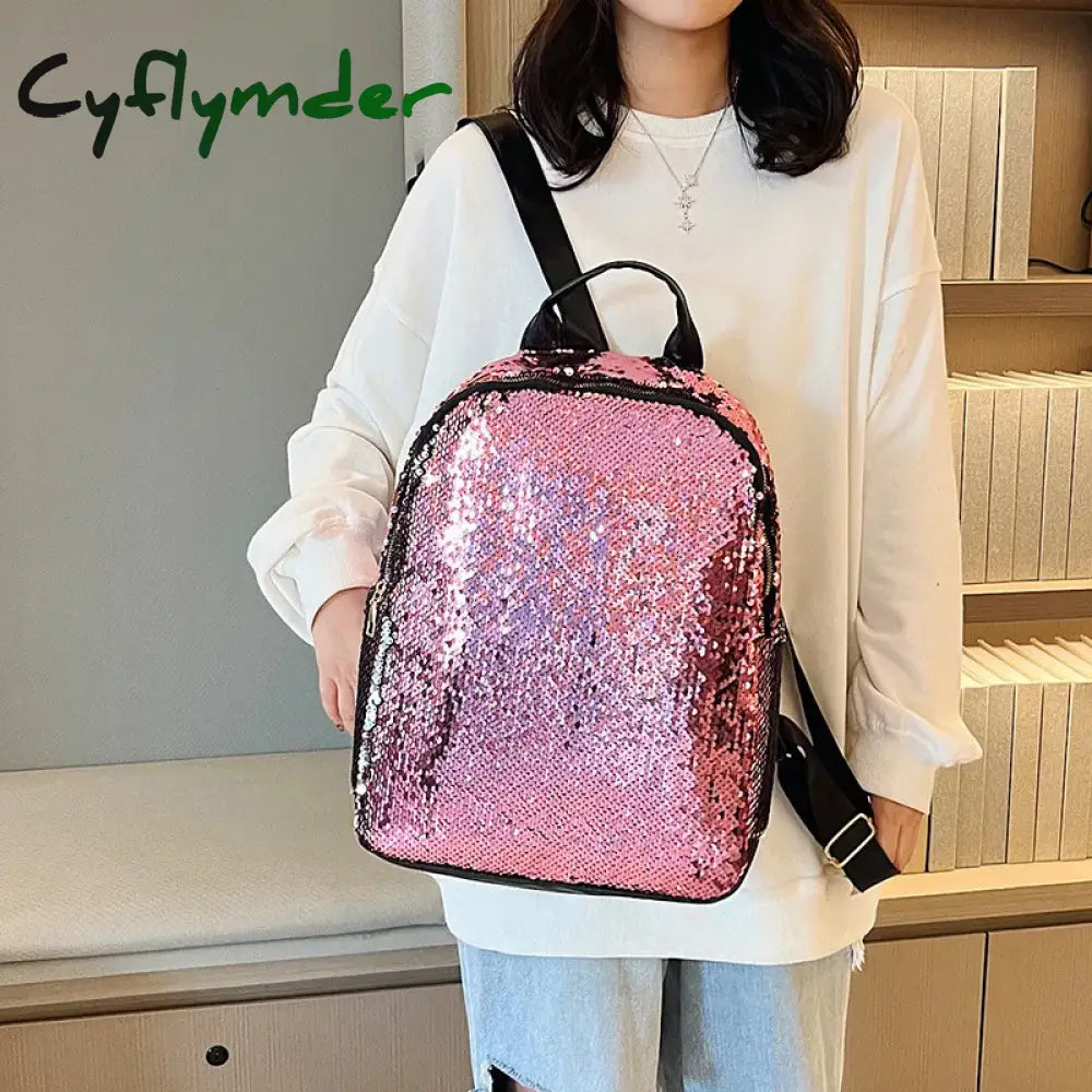 Cyflymder Sequins Women Backpacks Teenage Girls Rucksack Fashion Glitter Ladies Schoolbag Large