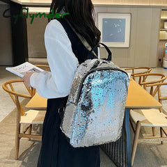 Cyflymder Sequins Women Backpacks Teenage Girls Rucksack Fashion Glitter Ladies Schoolbag Large