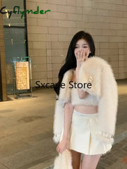 Cyflymder Sexy 3 Piece Skirt Set Women Casual Long Sleeve Coat + Bodycon Tube Tops + Sweet Mini Skirt Evening Party