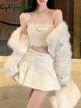 Cyflymder Sexy 3 Piece Skirt Set Women Casual Long Sleeve Coat + Bodycon Tube Tops + Sweet Mini Skirt Evening Party