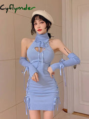 Cyflymder Sexy Club Sheath Knit Dresses For Women Turtleneck Slim Fit Bottoming Fashion Party