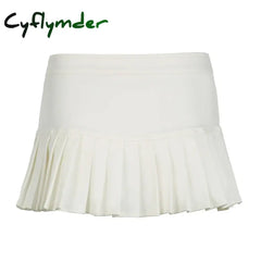 Cyflymder Sexy Low Waisted Pleated Skirts for Women Solid Y2K Aesthetic Korean Bottoms Clubwear Fashion 90s Cute Outfits