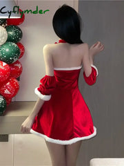 Cyflymder Sexy New Year Christmas Red Spicy Girl Plush Sex Mini Dress Girl Hot Sexy Korean Women Spice Girls Uniform