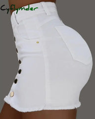 Cyflymder Sexy Skirt For Woman Spring Summer Plain Button Fly Raw Hem Mini Skinny Female Denim
