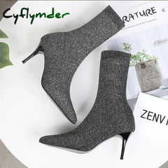 Cyflymder Sexy Sock Boots Knitting Stretch Boots High Heels for Women Fashion Shoes Spring Autumn Ankle Boots Female