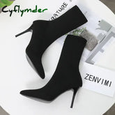 Cyflymder Sexy Sock Boots Knitting Stretch Boots High Heels for Women Fashion Shoes Spring Autumn Ankle Boots Female