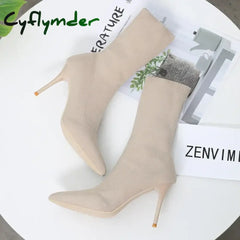 Cyflymder Sexy Sock Boots Knitting Stretch Boots High Heels for Women Fashion Shoes Spring Autumn Ankle Boots Female