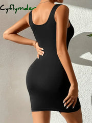 Sexy Strap Mini Dress New Summer Women Bodycon Club Party Dresses Female Camisole Solid Black White Sheath Sundress Cyflymder