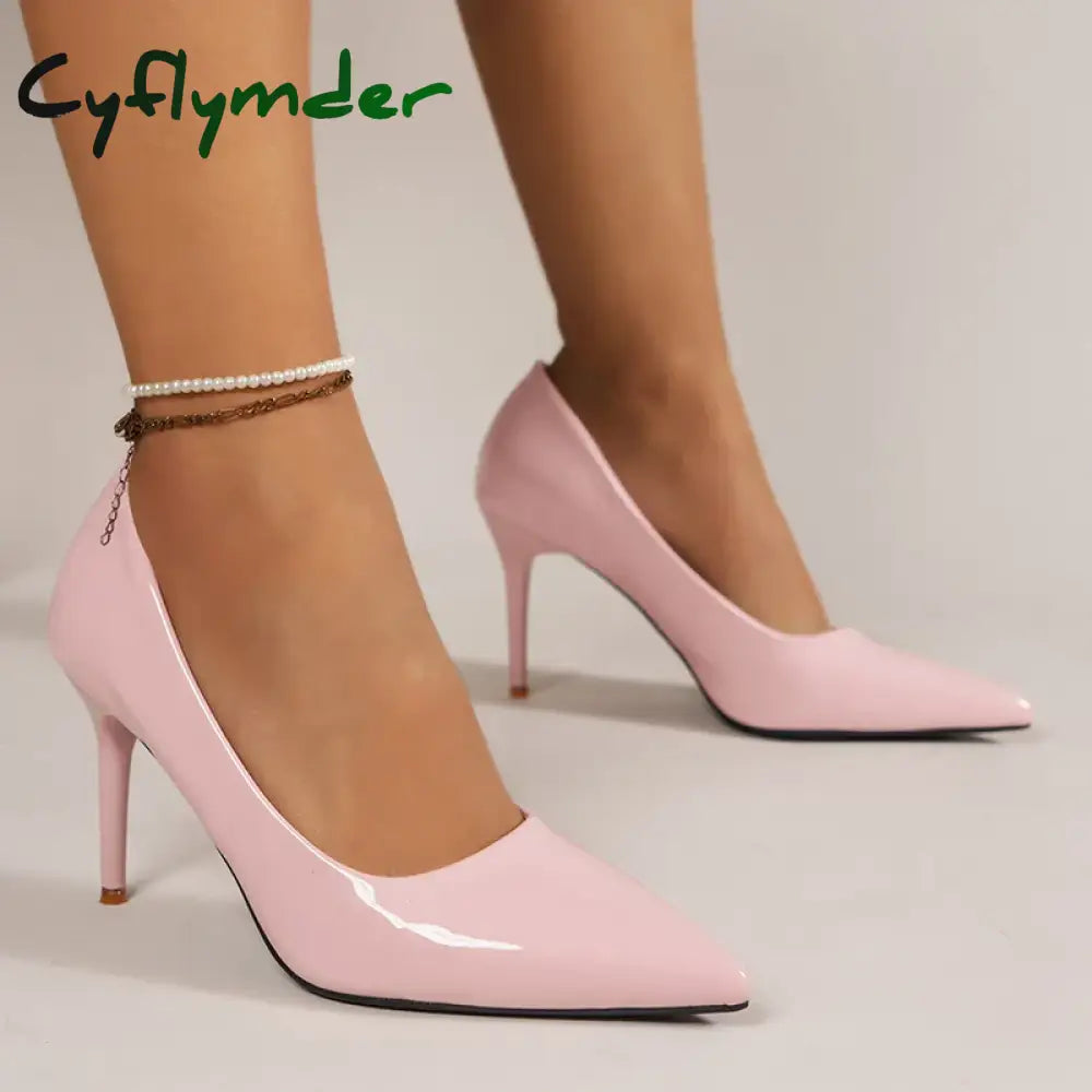 Sexy Thin Heels Pumps for Women Pink Patent Leather Pointed Toe Party Shoes Woman 2024 Spring Slip-On Stiletto High Heel Shoes
