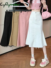 Sexy White High Waist Denim Midi Skirts Women Spring Summer Casaul Long Skirt Y2k White Streetwear Retro