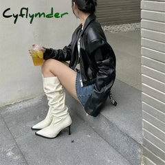 Cyflymder Sexy Winter Women High Boots Fashion Pointed Toe Stiletto Heel Long Boots Ladies Elegant Knee High Boots Shoes
