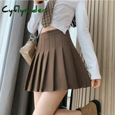 Cyflymder Sexy Women Pleated Skirts High Waist Summer Vintage Mini Skirts Korean Tennis Student White Designed Dance