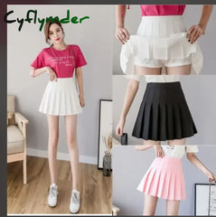Cyflymder Sexy Women Pleated Skirts High Waist Summer Vintage Mini Skirts Korean Tennis Student White Designed Dance