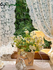 Cyflymder shabby chic Curtains with Wavy Edge Palace European Style Lace Partition Curtain French High-end Vintage