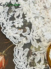 Cyflymder shabby chic Curtains with Wavy Edge Palace European Style Lace Partition Curtain French High-end Vintage