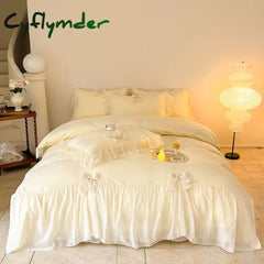 Cyflymder shabby chic Ruffle Lace Edge Sweet Princess Style Nature Soft Skin Friendly 4pcs Bedding set Bed Sheet
