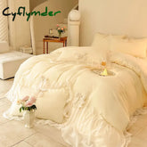Cyflymder shabby chic Ruffle Lace Edge Sweet Princess Style Nature Soft Skin Friendly 4pcs Bedding set Bed Sheet