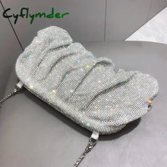 Cyflymder Shiny Handle Rhinestones Handmade Evening Clutch Bags New Folds Purses And Handbags