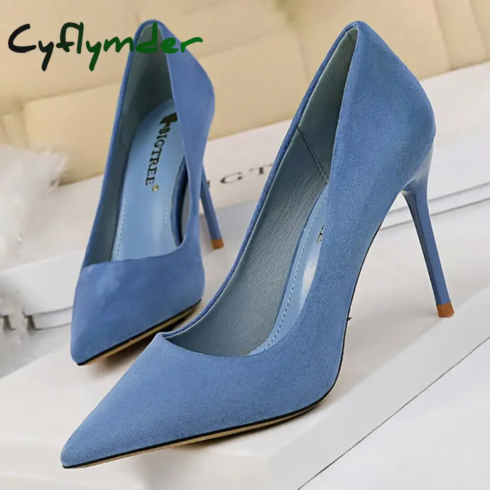 Cyflymder Shoes 2025 New Women Pumps Suede High Heels Shoes Fashion Office Shoes Stiletto Party Shoes Female Comfort