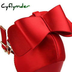 Cyflymder Shoes Bow Woman Pumps Silk High Heels Women Shoes Stiletto Red Wedding Shoes Women Heels Women Sandals 8cm