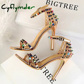 Cyflymder Shoes Color Rivets Women Sandals Roman Style Heeled Sandals Hollow Out High Heels Stiletto Sexy Party Shoes