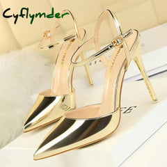 Cyflymder Shoes Fashion High Heels Shoes Patent Leather Woman Pumps Sexy Women Heels Blue Sliver Stiletto Heels Women
