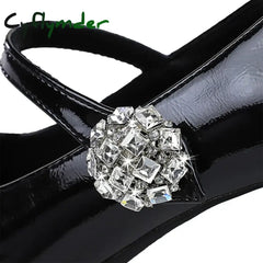 Cyflymder Shoes Luxury Rhinestone Woman Pumps Block Heels Women’s Shoes Thick With Mid Heel Ladies Shoes Elegant