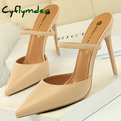 Cyflymder Shoes Sandals Women 2025 Summer High Heels Slippers Pu Heeled Sandals Stiletto Ladies Shoes Fashion Female