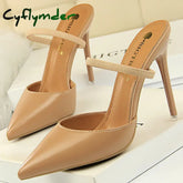 Cyflymder Shoes Sandals Women 2025 Summer High Heels Slippers Pu Heeled Sandals Stiletto Ladies Shoes Fashion Female
