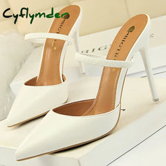 Cyflymder Shoes Sandals Women 2025 Summer High Heels Slippers Pu Heeled Sandals Stiletto Ladies Shoes Fashion Female