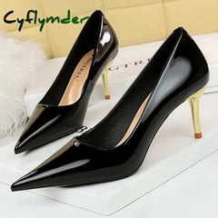 Cyflymder Shoes Woman Pumps Patent Leather High Heels Shoes Women Occupation OL Office Shoes Stiletto Women Heels Plus