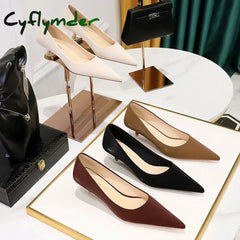 Cyflymder Shoes Women 4.5 Cm Heels Pointed Toe Woman Pumps Fashion Kitten Heels Large Size 34-43 Sexy Mid Heeled Female