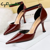Cyflymder Shoes Women 8 Cm Heels Sandals Summer Kitten Heels Women Pumps Patent Leather Women Sandals Sexy Party Shoes