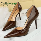 Cyflymder Shoes Women 8 Cm Patent Leather Design Women Pumps Pointed Side Hollow Retro High Heels Stilettos Sexy Party