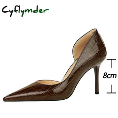 Cyflymder Shoes Women 8 Cm Patent Leather Design Women Pumps Pointed Side Hollow Retro High Heels Stilettos Sexy Party
