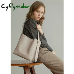 Cyflymder Shoulder Bag For Women Fashion Large Leather Bucket Shopping Dating Bags High Quality