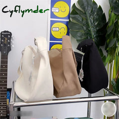 Cyflymder Shoulder Bags Women Solid Harajuku All-Match Simple Multifunction Ulzzang Handbags Large