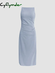 Cyflymder - Silent Sea Boat Neck Midi Dress Dresses