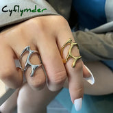Cyflymder Silver Color Trendy Vintage Elegant Irregular Adjustable Rings For Women Punk Geometric