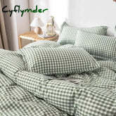 Cyflymder Simple Bedding Set Plaid Sold Color Single Queen Size Duvet Cover No Filling Boys Girls Flat Sheet Pillowcase