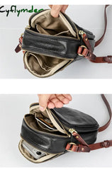 Cyflymder Simple Casual High Quality Natural Genuine Leather Men’s Mobile Phone Bag Lightweight