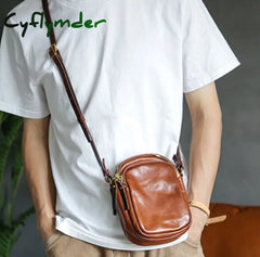 Cyflymder Simple Casual High Quality Natural Genuine Leather Men’s Mobile Phone Bag Lightweight