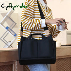 Cyflymder Simple Fashion Shoulder Bags For Women New Handbags Waterproof Nylon Canvas Tote Bag With