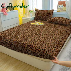 Cyflymder Simple Modern Leopard Print Printed Matte Fitted Sheet Bedroom Printed Bed Cover Bedding (Excluding